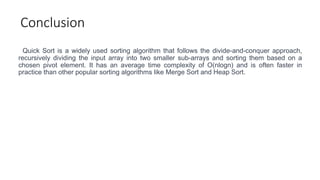 Quicksort algorithm and implantation process | PPT