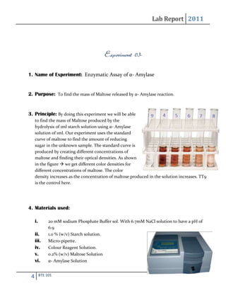 Amylase Lab Report.pdf BTE101 lab report | DOCX