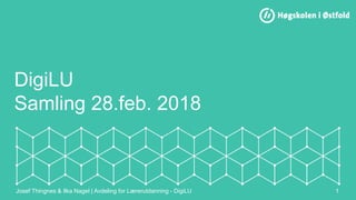 DigiLU
Samling 28.feb. 2018
Josef Thingnes & Ilka Nagel | Avdeling for Lærerutdanning - DigiLU 1
 