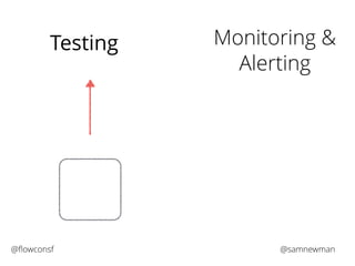 Monitoring & 
Alerting 
Testing 
@flowconsf @samnewman 
 