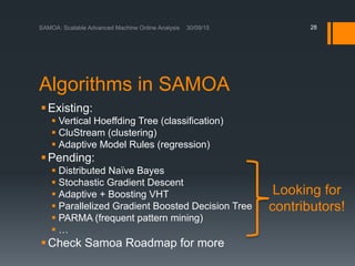 SAMOA: A Platform for Mining Big Data Streams (Apache BigData Europe ...