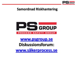 www.psgroup.se
Diskussionsforum:
www.säkerprocess.se
Samordnad Riskhantering
 