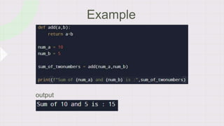 Python Functions | PPTX | Programming Languages | Computing
