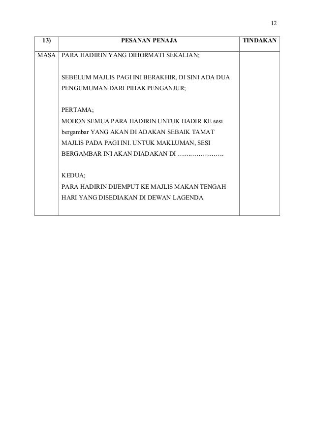 Teks pengacaraan majlis Teks pengacaraan majlis