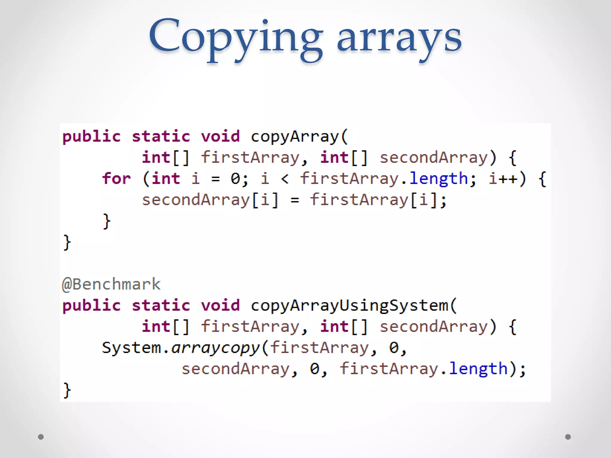 Copying arrays
 
