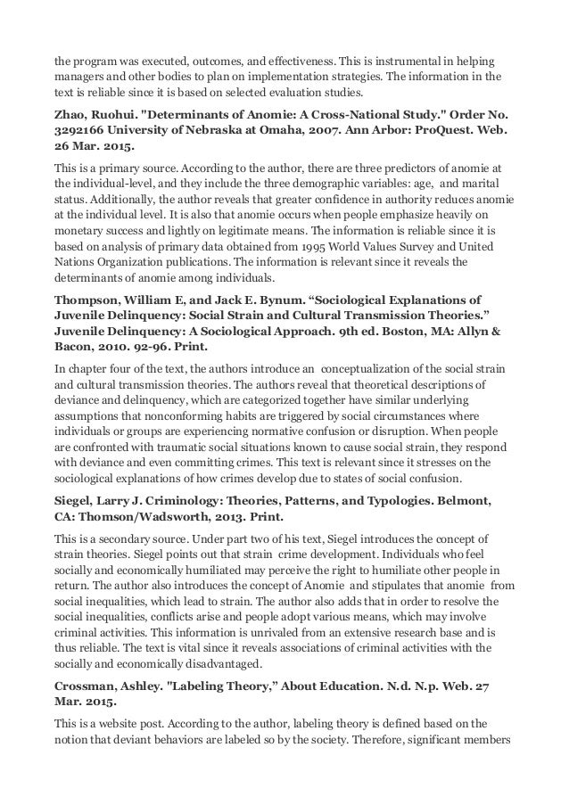 Sample Bibliography on Criminal Theory