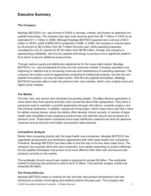 a sample biotech company business plan template profitableventure sample of businessplan