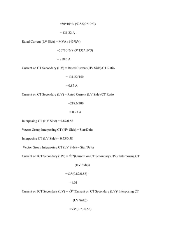 Sample calculationfordifferentialrelays PDF