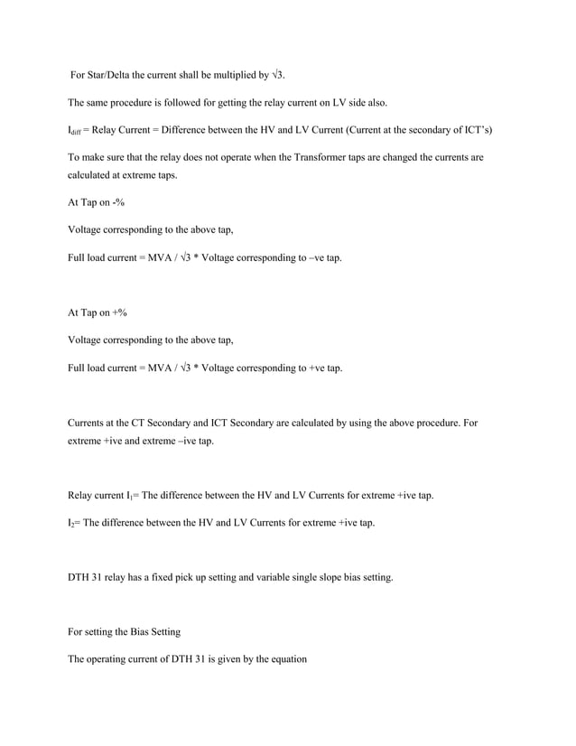 Sample calculationfordifferentialrelays PDF