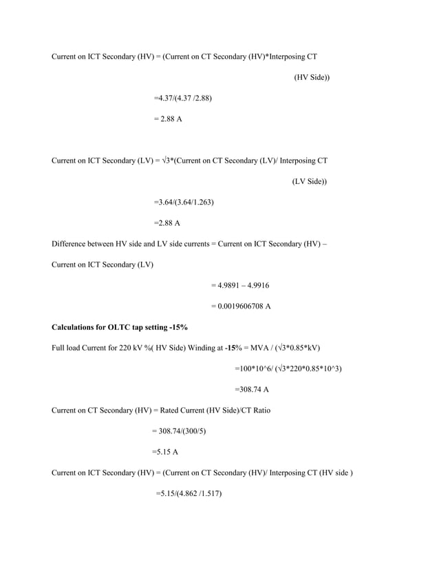 Sample calculationfordifferentialrelays PDF