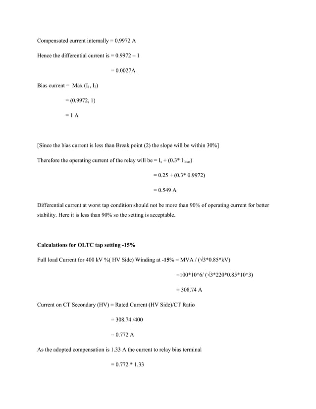 Sample calculationfordifferentialrelays PDF