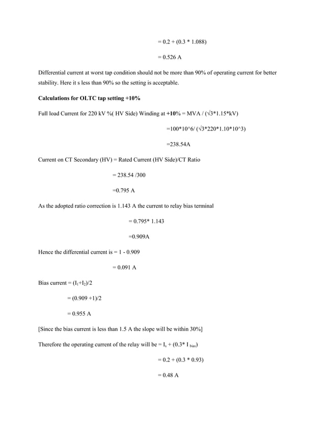 Sample calculationfordifferentialrelays PDF