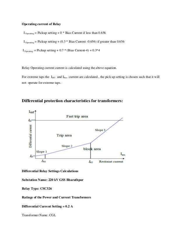 Sample calculationfordifferentialrelays