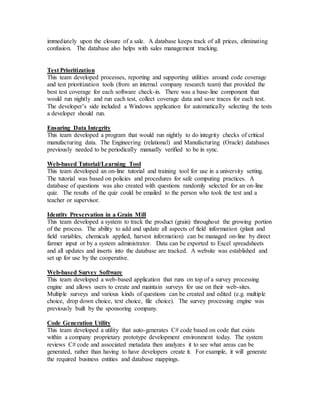 Sample Capstone Projects from 2005 | DOCX
