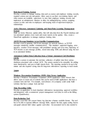 Sample Capstone Projects from 2005 | DOCX