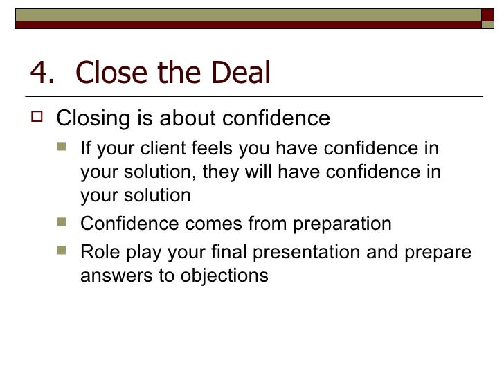 Sample Closing The Deal