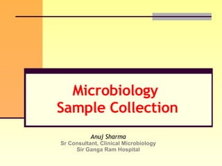 Microbiology  Sample Collection Anuj Sharma Sr Consultant, Clinical Microbiology Sir Ganga Ram Hospital 