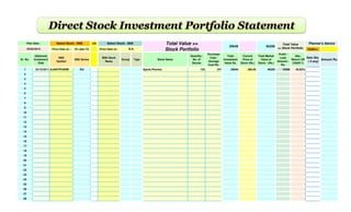 OR
Price Data on : 01-Jan-13 Price Data on : Cash=> 0
Sr. No.
(Optional)
Investment
Date
NSE
Symbol
NSE Series
BSE Stock
Name
Group Type Stock Name
Quantity /
No. of
Stocks
Purchase
Cost /
Average
Cost Rs.
Total
Investment
Value Rs.
Current
Price of
Stock (Rs.)
Total Market
Value of
Stock - (Rs.)
Profit /
Loss
Amount -
Rs.
Abs.
Return OR
CAGR %
Sale Qty.
( if any)
Amount Rs.
1 22/12/2011 AJANTPHARM EQ 0 0 0 Ajanta Pharma 120 247 29640 385.00 46200 16560 45.63% 0
2 00/01/1900 0 0 0 0 0 0 0 0 0 0.00 0 0 0.00% 0
3 00/01/1900 0 0 0 0 0 0 0 0 0 0.00 0 0 0.00% 0
4 00/01/1900 0 0 0 0 0 0 0 0 0 0.00 0 0 0.00% 0
5 00/01/1900 0 0 0 0 0 0 0 0 0 0.00 0 0 0.00% 0
6 00/01/1900 0 0 0 0 0 0 0 0 0 0.00 0 0 0.00% 0
7 00/01/1900 0 0 0 0 0 0 0 0 0 0.00 0 0 0.00% 0
8 00/01/1900 0 0 0 0 0 0 0 0 0 0.00 0 0 0.00% 0
9 00/01/1900 0 0 0 0 0 0 0 0 0 0.00 0 0 0.00% 0
10 00/01/1900 0 0 0 0 0 0 0 0 0 0.00 0 0 0.00% 0
11 00/01/1900 0 0 0 0 0 0 0 0 0 0.00 0 0 0.00% 0
12 00/01/1900 0 0 0 0 0 0 0 0 0 0.00 0 0 0.00% 0
13 00/01/1900 0 0 0 0 0 0 0 0 0 0.00 0 0 0.00% 0
14 00/01/1900 0 0 0 0 0 0 0 0 0 0.00 0 0 0.00% 0
15 00/01/1900 0 0 0 0 0 0 0 0 0 0.00 0 0 0.00% 0
16 00/01/1900 0 0 0 0 0 0 0 0 0 0.00 0 0 0.00% 0
17 00/01/1900 0 0 0 0 0 0 0 0 0 0.00 0 0 0.00% 0
18 00/01/1900 0 0 0 0 0 0 0 0 0 0.00 0 0 0.00% 0
19 00/01/1900 0 0 0 0 0 0 0 0 0 0.00 0 0 0.00% 0
20 00/01/1900 0 0 0 0 0 0 0 0 0 0.00 0 0 0.00% 0
21 00/01/1900 0 0 0 0 0 0 0 0 0 0.00 0 0 0.00% 0
22 00/01/1900 0 0 0 0 0 0 0 0 0 0.00 0 0 0.00% 0
23 00/01/1900 0 0 0 0 0 0 0 0 0 0.00 0 0 0.00% 0
24 00/01/1900 0 0 0 0 0 0 0 0 0 0.00 0 0 0.00% 0
25 00/01/1900 0 0 0 0 0 0 0 0 0 0.00 0 0 0.00% 0
26 00/01/1900 0 0 0 0 0 0 0 0 0 0.00 0 0 0.00% 0
27 00/01/1900 0 0 0 0 0 0 0 0 0 0.00 0 0 0.00% 0
28 00/01/1900 0 0 0 0 0 0 0 0 0 0.00 0 0 0.00% 0
Planner's AdviceTotal Value
<< Stock Portfolio
Select Stock - NSE Select Stock - BSEPlan Date :
N.A.25/02/2013
46200
Total Value >>
Stock Portfolio
29640
 