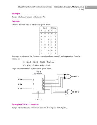 Decoder Combinational Combinational Circuits - II (Encoders, Decoders, Multiplexers & PIDs).pdf