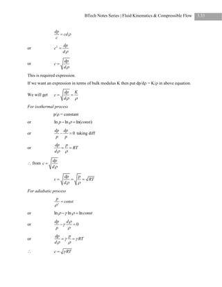 Fluid Mechanics: Fluid Kinematics and Compressible Flow | PDF