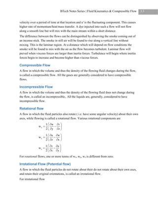 Fluid Mechanics: Fluid Kinematics and Compressible Flow | PDF