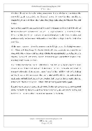 Global Brand Counterfeiting Report, 2018
Sample – Global Brand Counterfeiting Report, 2018
©
P a g e 17 | 19
 