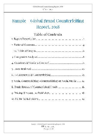 Global Brand Counterfeiting Report, 2018
Sample – Global Brand Counterfeiting Report, 2018
©
P a g e 1 | 19
 