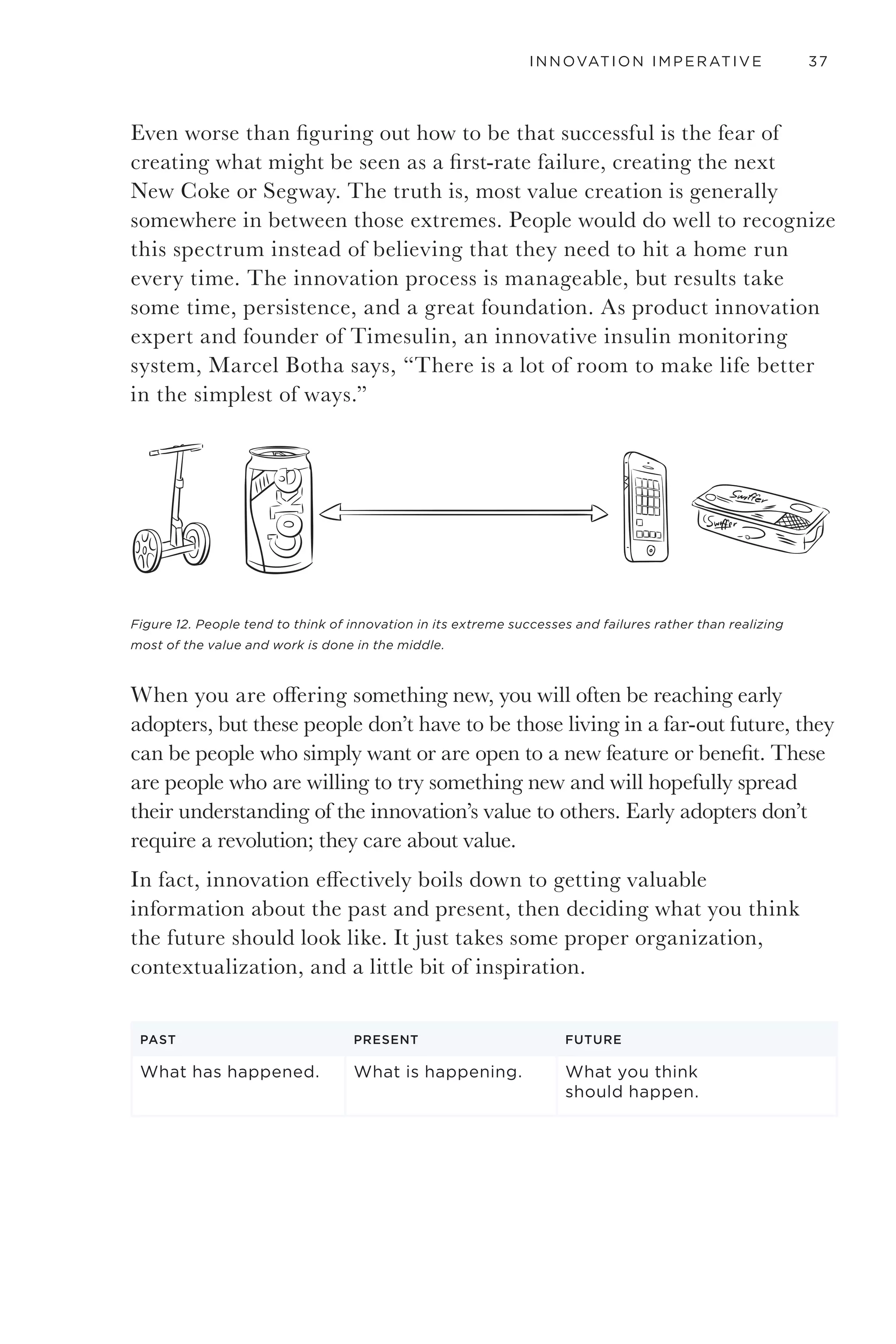 34 GETTING TO THANK YOU
Incumbents often leave themselves open to
competition by continuing to make their existing
products only marginally better and more
complicated, excluding a large customer base.
They get lost in features rather than delivering
value. The way to avoid this nasty business is to
look for and commit to meaning and shared values
that can unite a ninety-year-old woman and a
fourteen-year-old boy. People relate to things by
Figure 10. The now-discon-
tinued Flip camera disrupted
the video camera market. what matters to them.
The Nintendo Wii is an excellent example of a company that identified
and leveraged the power of meaning to give its product a unique
advantage and a jump on the trends. In the past, the market leaders—
Nintendo, Xbox, and PlayStation—all listened carefully to gamers,
responding to their requests with more features and options in the games
and the controllers people used to play them. They sought the “best”
customers, the ones who were the most vocal and the biggest consumers,
but they ended up making products for an increasingly niche market,
which by nature becomes smaller over time. Console makers were losing
people who had previously played games when the controls were easier to
manage. People now had to be masters of the multiple-button combos or
else face the taunts of twelve-year-olds.
Nintendo took a step back and asked how it might be able to solve the
problem differently. It sought to understand people, not just current
customers—a critical move and a critical distinction. People have rich
lives and experiences. They are not just customers, neatly packaged into
single servings. Customers can be flopped into an Excel spreadsheet,
safely controlled away from the chaos and risk of the real world.
However, Nintendo rolled up its sleeves and dug into the meaning of
play. It realized that video game players and non–video game players
alike shared a love of play, but the complicated interface of the game
consoles limited the number of people who would or could invest the
time to master the existing gaming platforms.
 