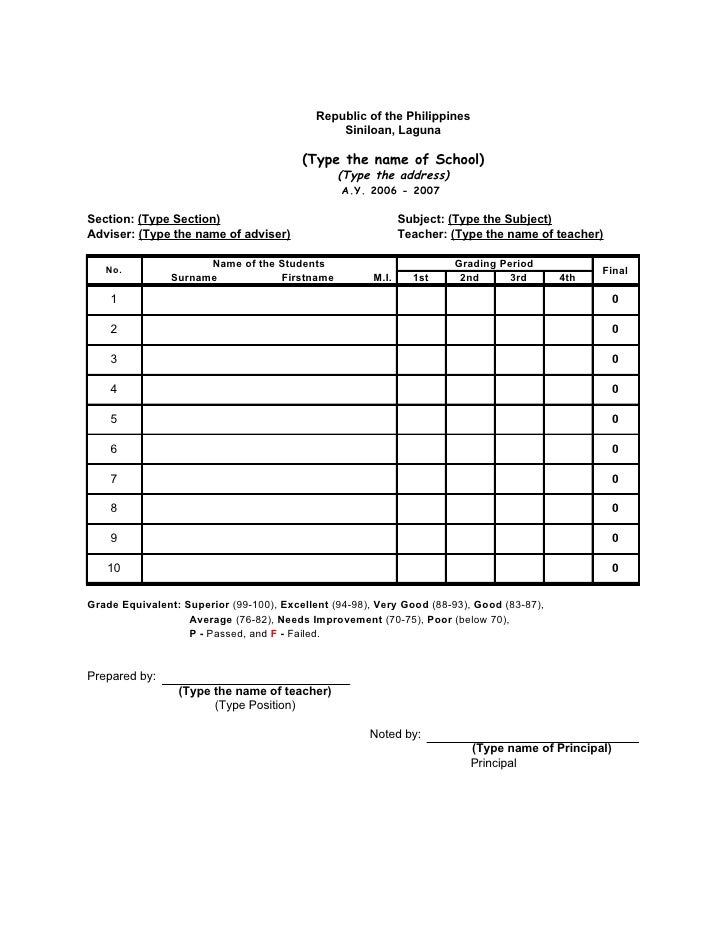 Sample Grading Sheet Sample Grading Sheet