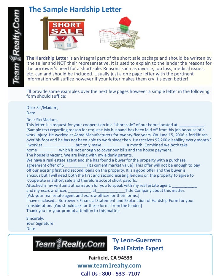 sample hardship letter for a short sale ty leon guerrero of team1real examples of hardship