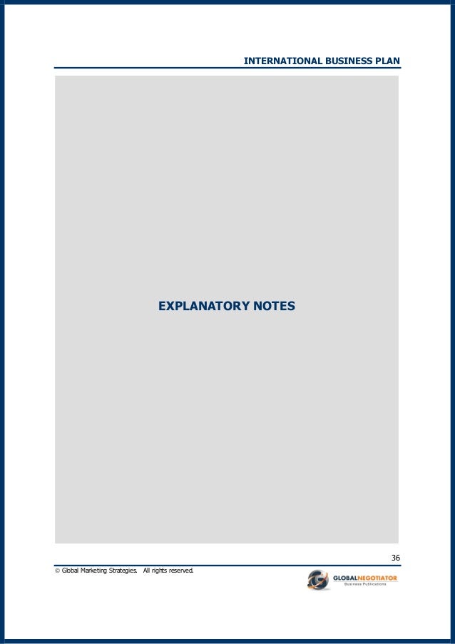 INTERNATIONAL BUSINESS PLAN FOR COMPANIES