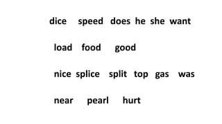 dice speed does he she want
load food good
nice splice split top gas was
near pearl hurt
 