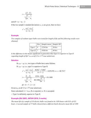 Advanced Engineering Mathematics (Statistical Techniques - II) | PDF
