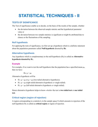 Statistical Technics Advanced Engineering Mathematics (Statistical Techniques - II) | PDF