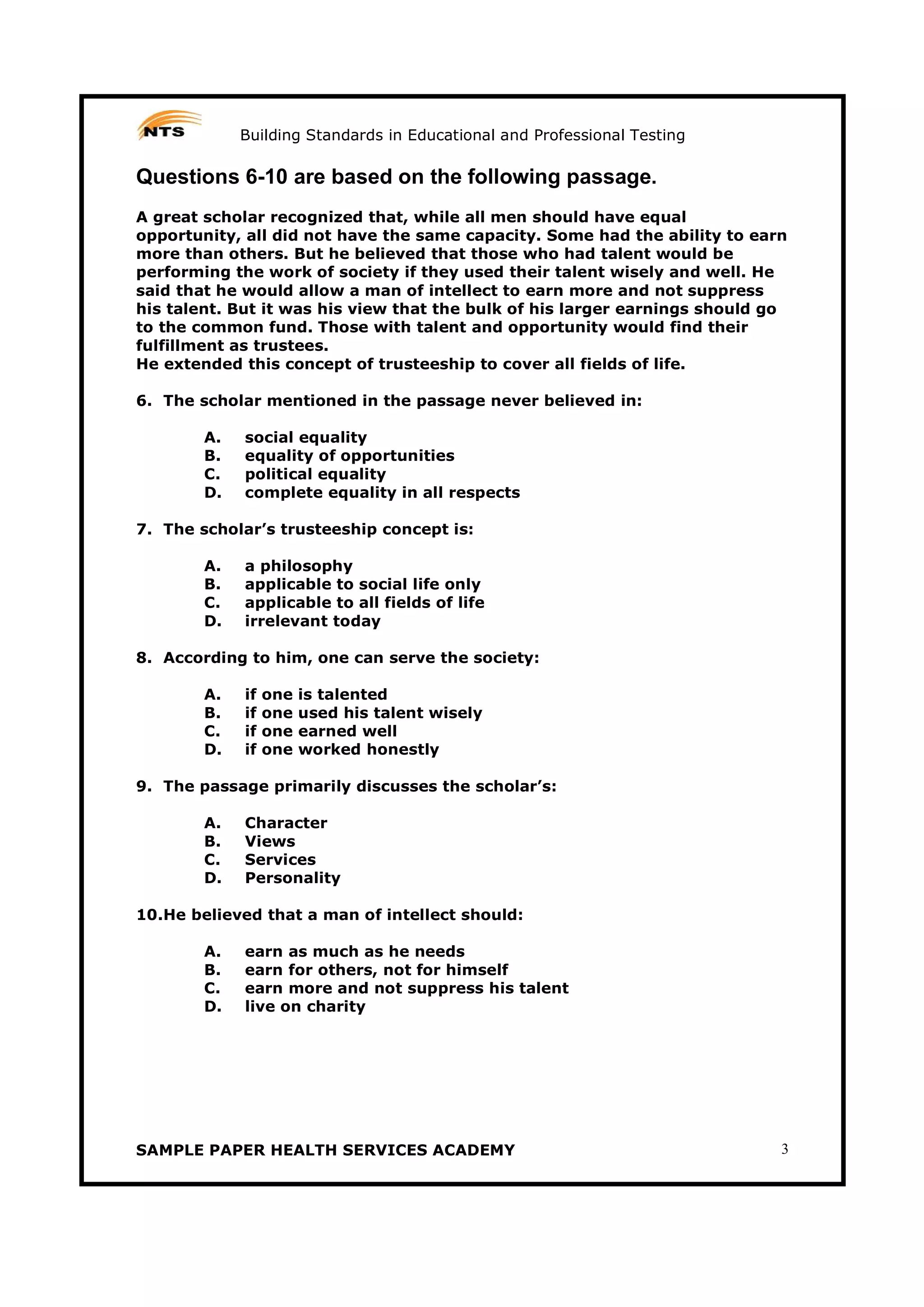 Sample paper-health-services-academy-msph-phd | PDF