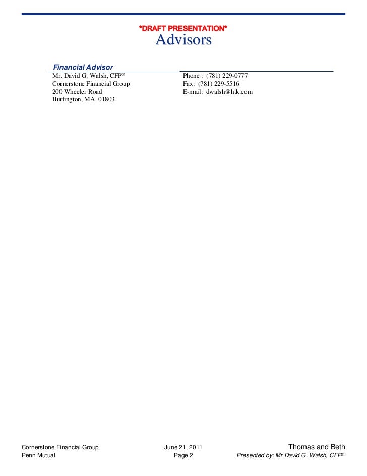 sample of a client 'financial profile' sample of a client 'financial profile', Presentation templates