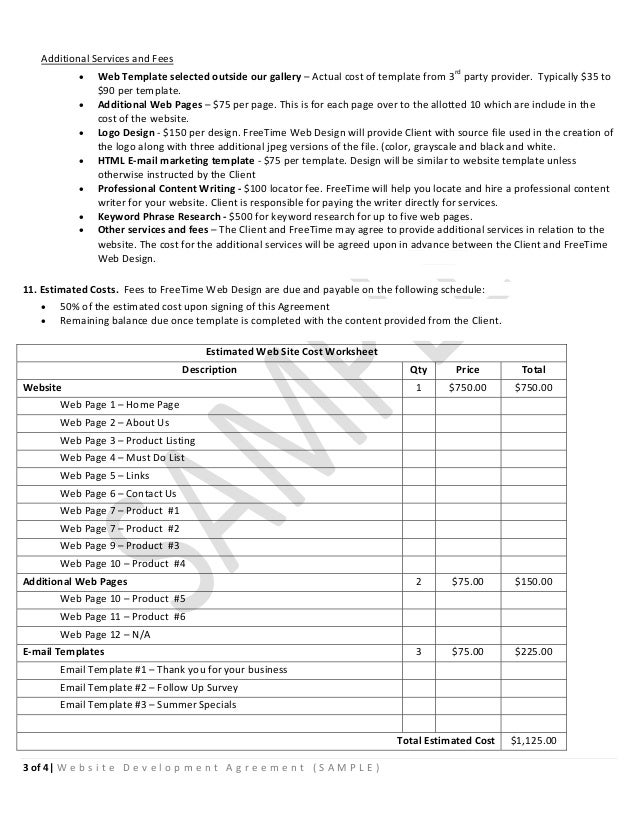 Sample Website Contract
