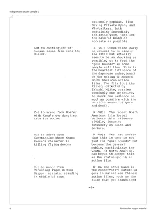 Independent study: sample 5




6                             Film teacher support material
 