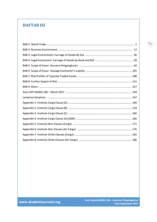 www.akademiasuransi.org
Soal Jawab AAMAI 106 – Asuransi Pengangkutan
Edisi September 2017
ii
DAFTAR ISI
BAB 1: World Trade...