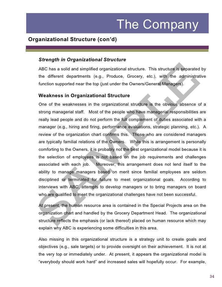 organizational chart sample format