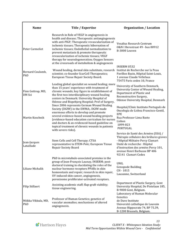 Sample Advanced Wound Care Market Landscape proposal