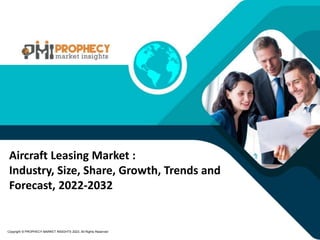 Copyright © PROPHECY MARKET INSIGHTS 2023, All Rights Reserved
Aircraft Leasing Market :
Industry, Size, Share, Growth, Trends and
Forecast, 2022-2032
 