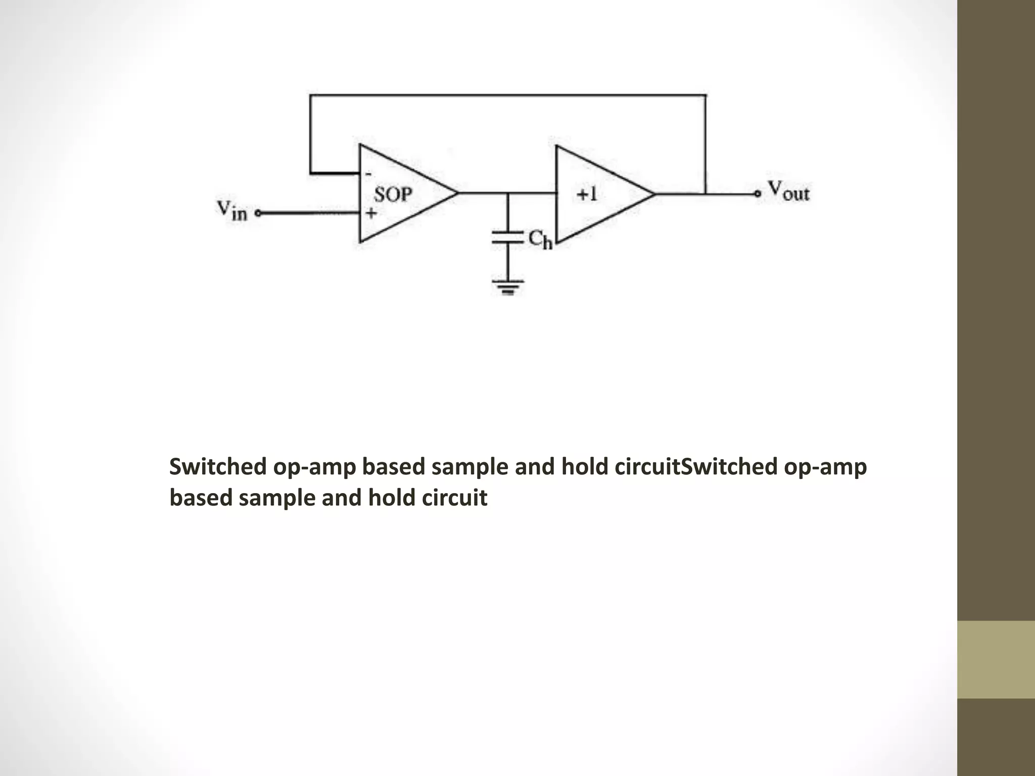 Switched op-amp based sample and hold circuitSwitched op-amp
based sample and hold circuit
 
