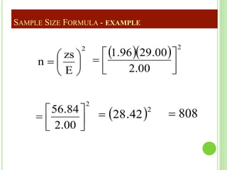 Sample Size Math Formula Sample and sample size | PPTX