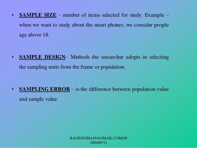 Sample and sampling design