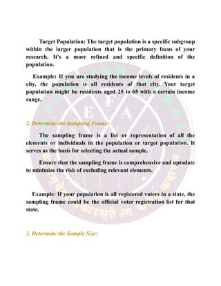 description of target study population, sampling... Sample and Sampling Techniques.pdf
