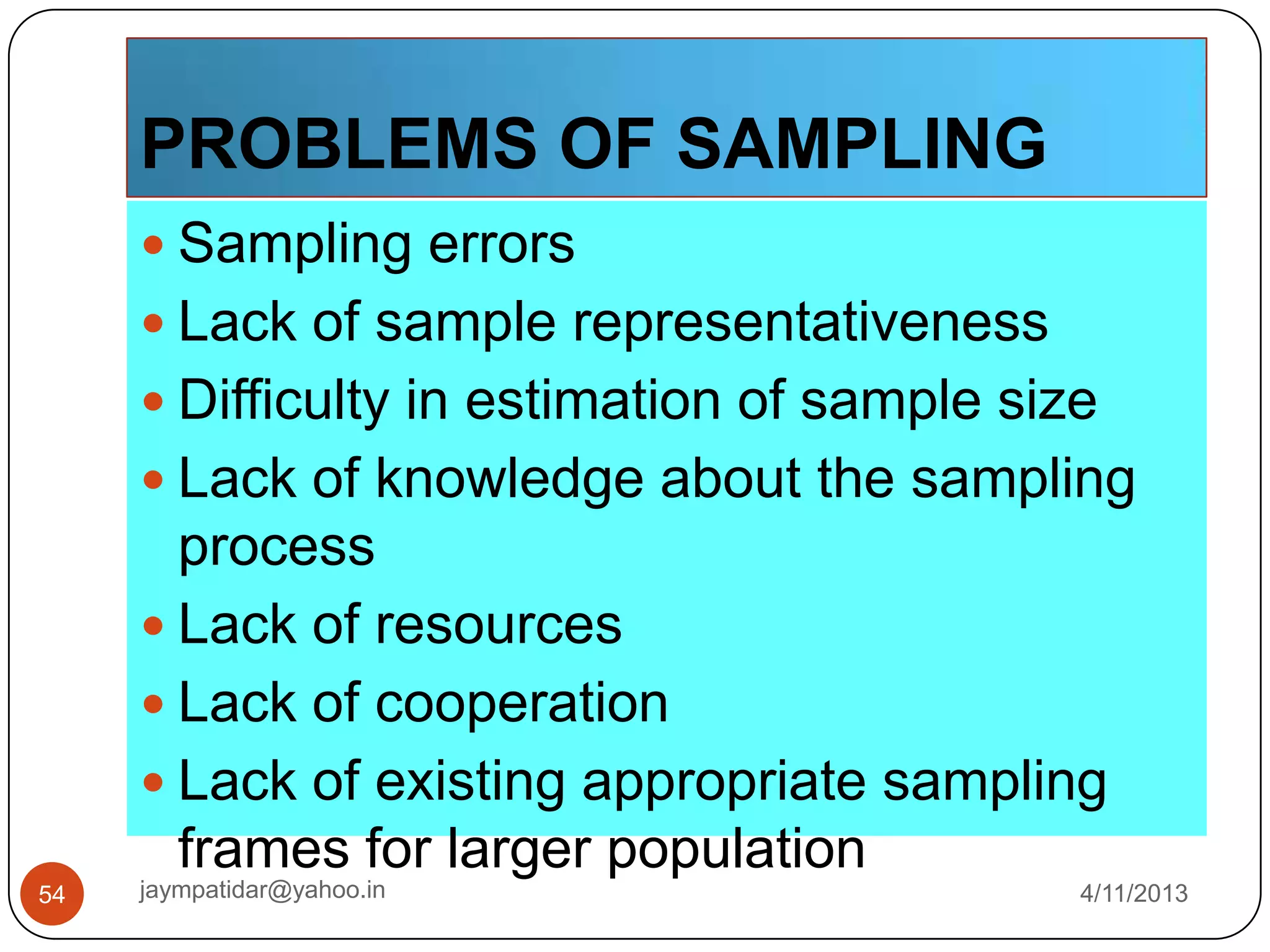Sample and sampling techniques