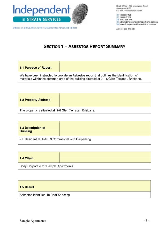 Sample apartments asbestos report