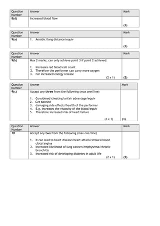 Practice Pe Questions Example GCSE PE - Sample Assessment Questions | PDF