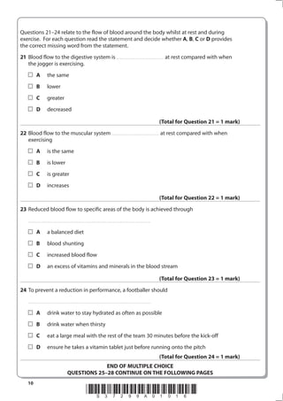 Practice Pe Questions Example GCSE PE - Sample Assessment Questions | PDF